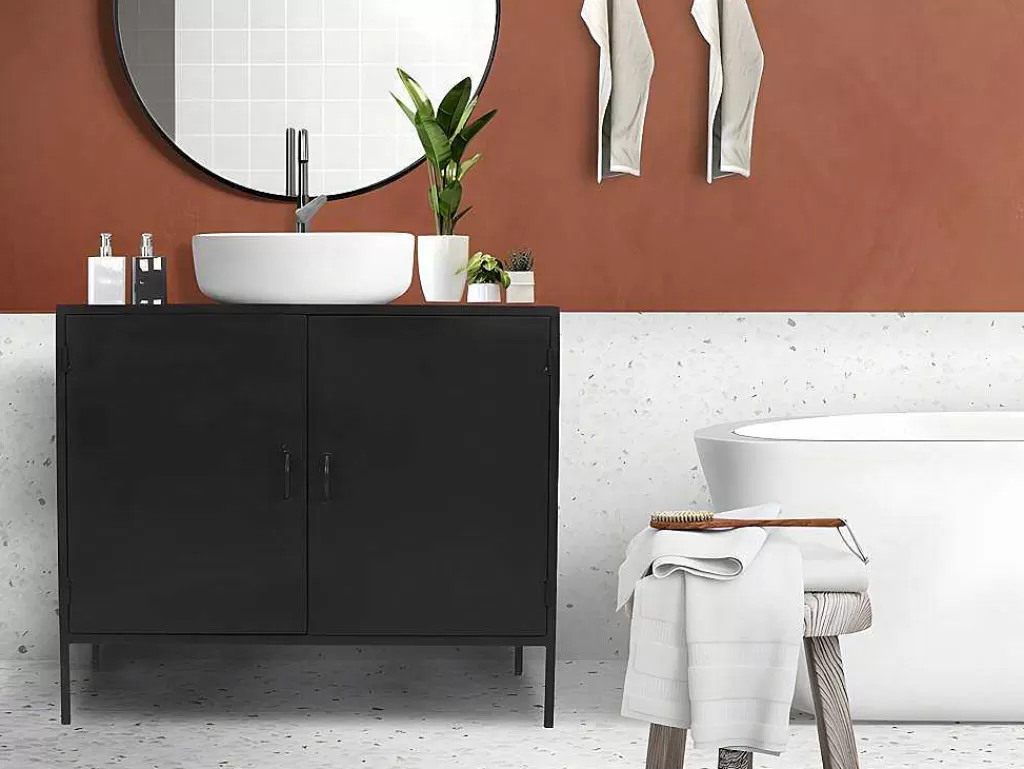 Móvel Para Lavatório*Vente-unique Móvel Para Colocar Sob O Lavatório Em Metal 2 Portas 95 Cm - Orionis