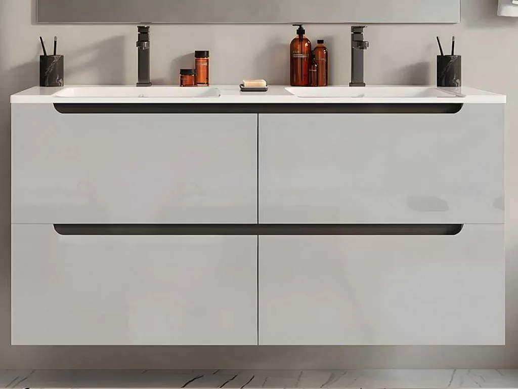 Móvel Para Lavatório*Vente-unique Móvel Para Colocar Sob O Lavatório Suspenso Branco C120 X A57 Cm - Selita