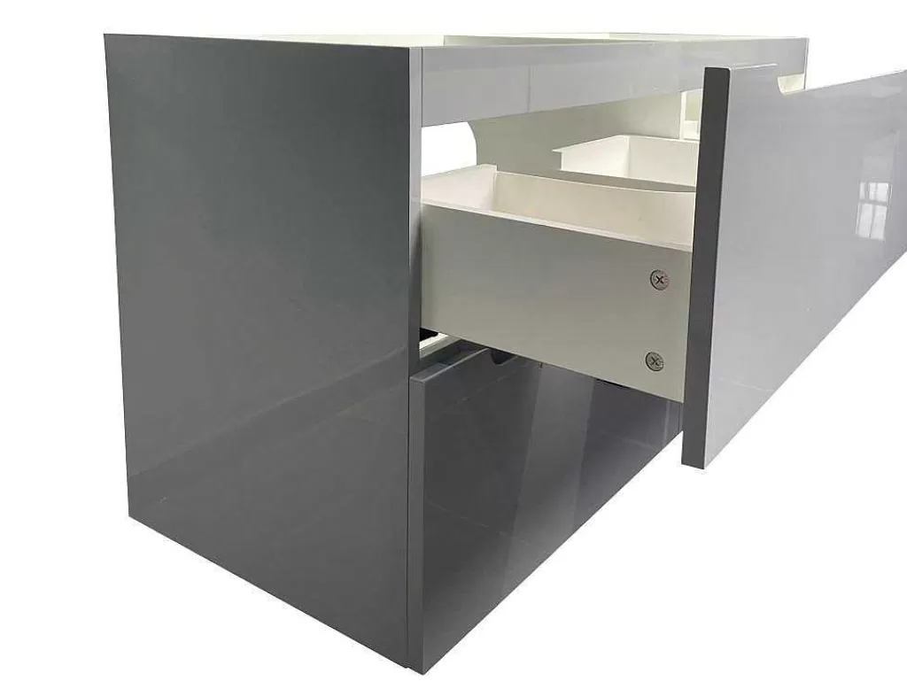 Móvel Para Lavatório*Vente-unique Móvel Para Colocar Sob O Lavatório Suspenso Cinzento C120 X A57 Cm - Selita