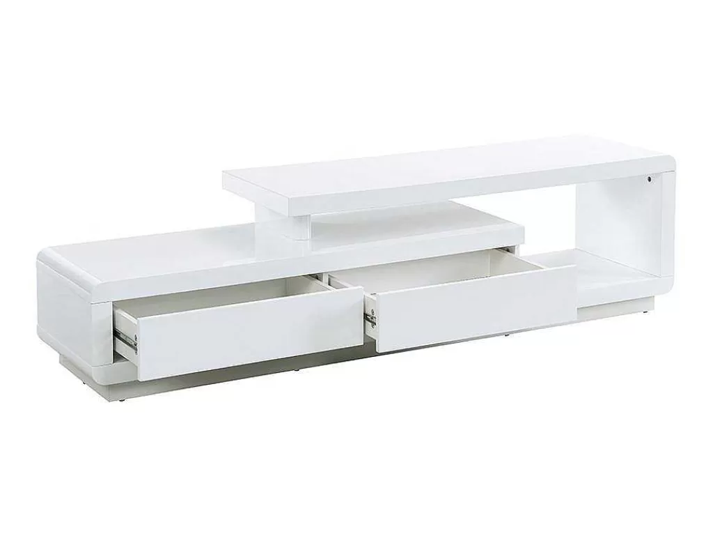 Móvel De Tv*Vente-unique Móvel Para Tv 2 Gavetas Em Mdf Lacado Branco - Artaban