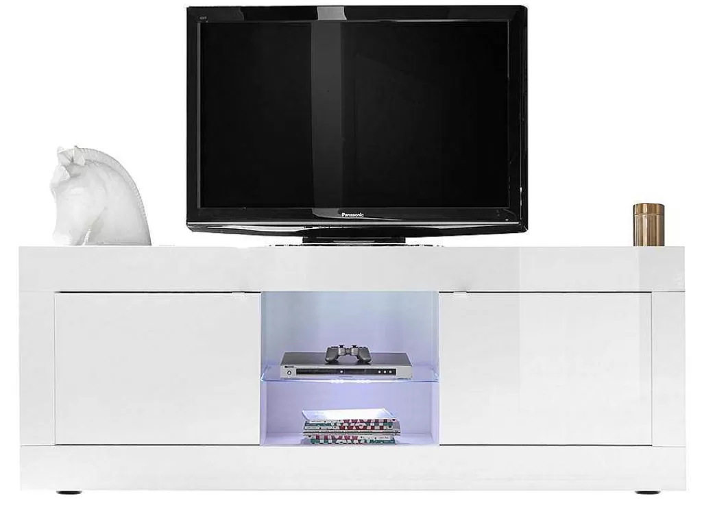 Promoções Sala*Vente-unique Móvel Para Tv Com Leds E 2 Portas Disponivel Em Branco Lacado - Comete