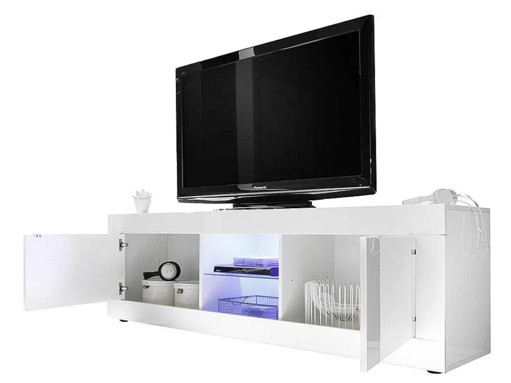 Promoções Sala*Vente-unique Móvel Para Tv Com Leds E 2 Portas Disponivel Em Branco Lacado - Comete