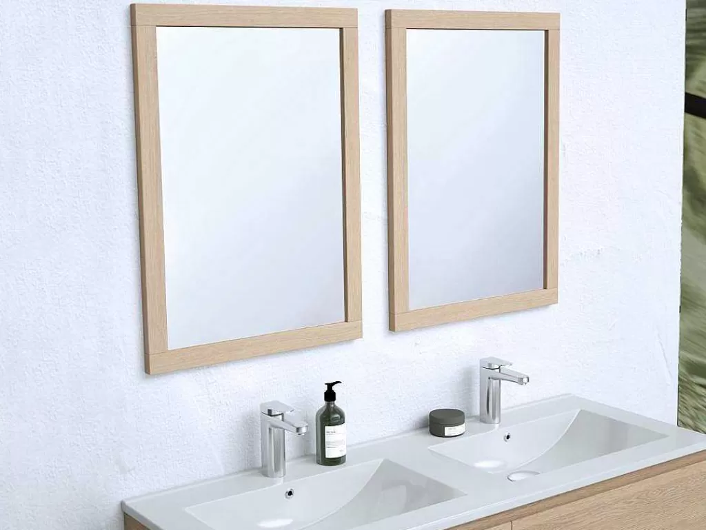 Móvel Lavatório Duplo*Vente-unique Móvel Suspenso De Casa De Banho Com Lavatório De Encastrar, Folha De Carvalho, 120 Cm - Milipam