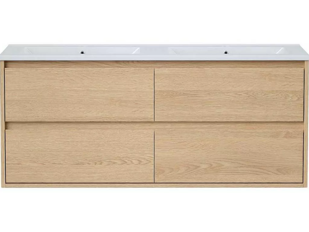 Móvel Lavatório Duplo*Vente-unique Móvel Suspenso De Casa De Banho Com Lavatório De Encastrar, Folha De Carvalho, 120 Cm - Milipam