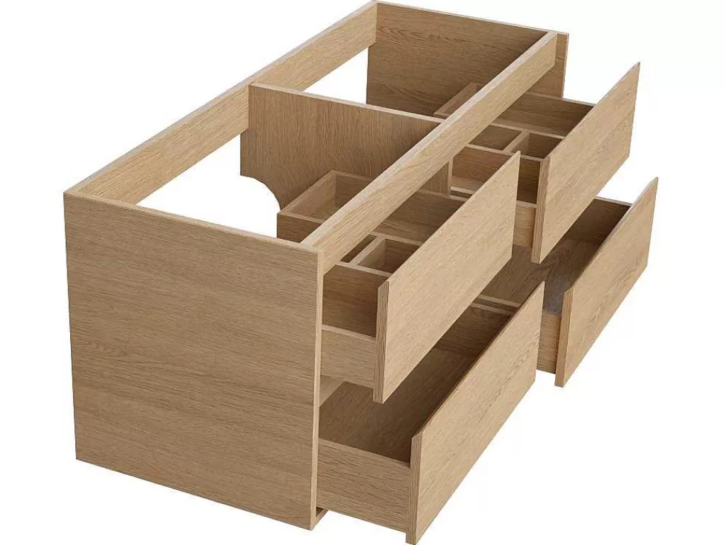 Móvel Lavatório Duplo*Vente-unique Móvel Suspenso De Casa De Banho Com Lavatório De Encastrar, Folha De Carvalho, 120 Cm - Milipam