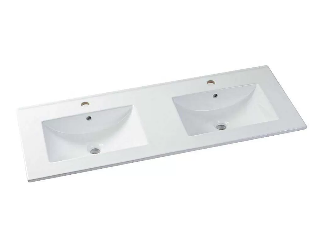 Móvel Lavatório Duplo*Vente-unique Móvel Suspenso De Casa De Banho Com Lavatório De Encastrar, Folha De Carvalho, 120 Cm - Milipam
