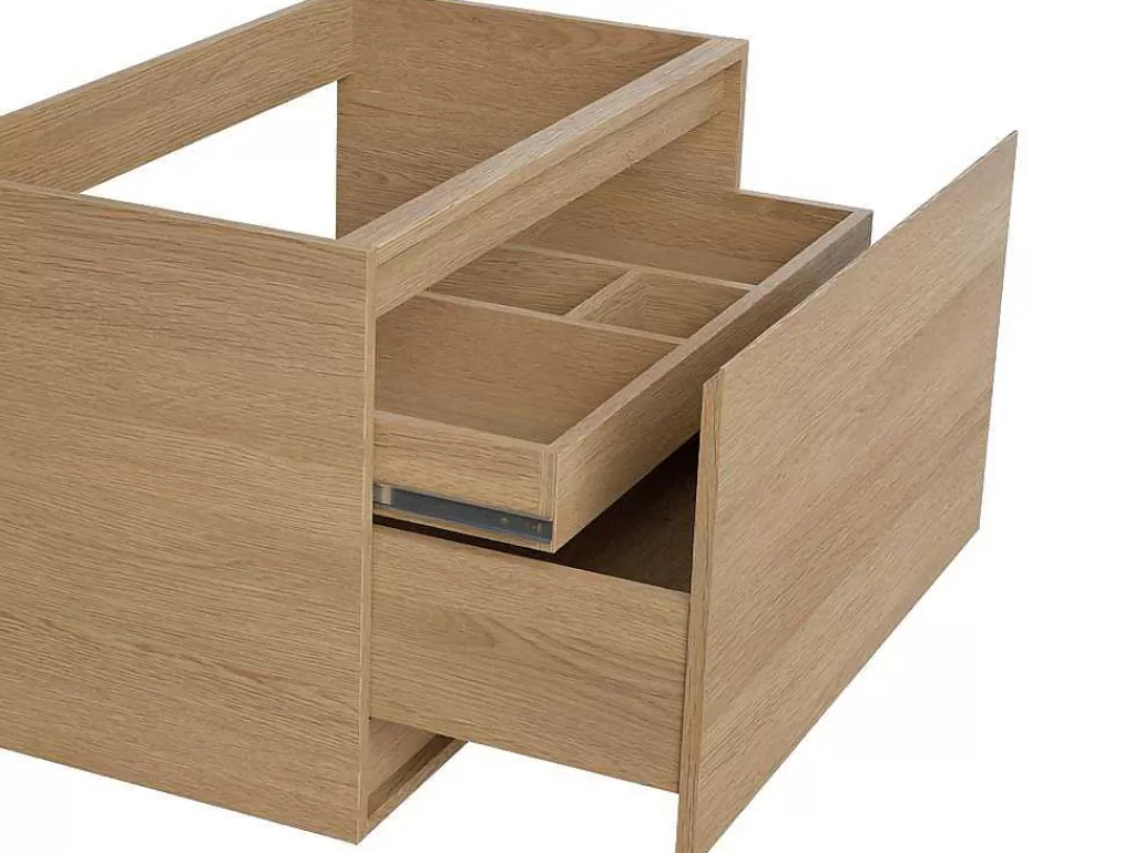 Promoções Casa De Banho & Bem-Estar*Vente-unique Móvel Suspenso De Casa De Banho Com Lavatório De Pedra, Folha De Carvalho, 80 Cm - Mesliva