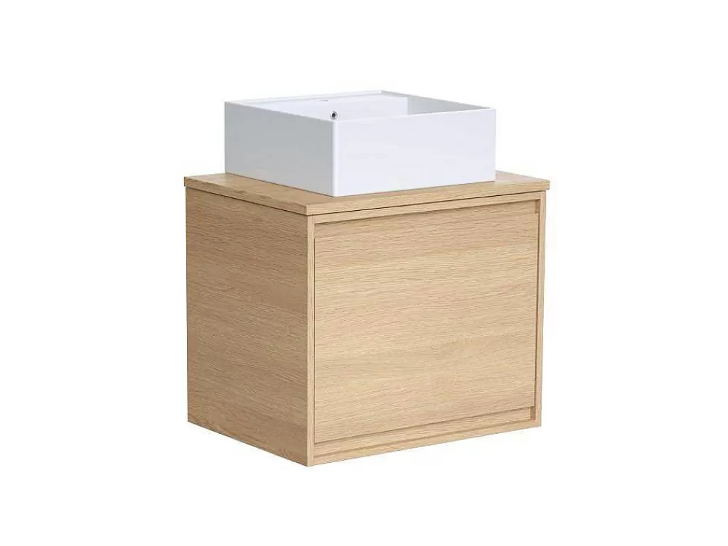 Móvel Lavatório Individual*Vente-unique Móvel Suspenso De Casa De Banho Com Lavatório De Pousar, Folha De Carvalho, 60 Cm - Mesliva