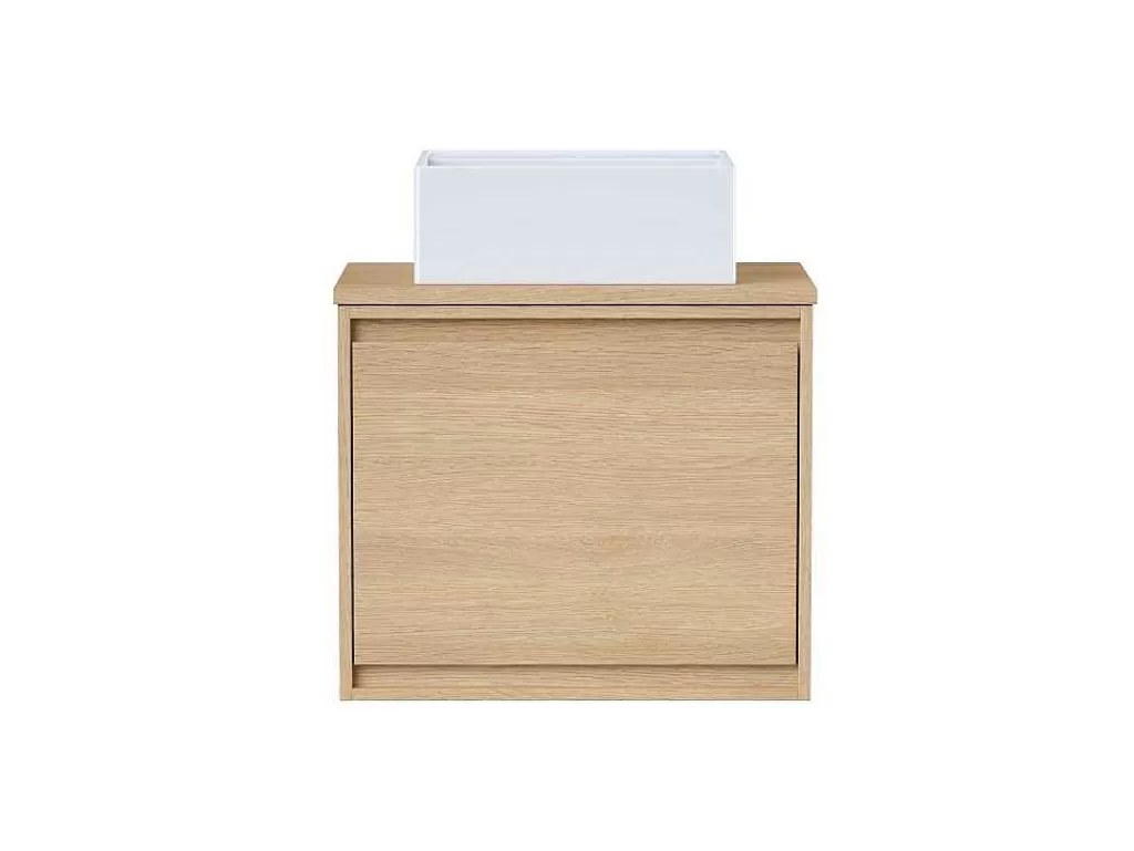 Móvel Lavatório Individual*Vente-unique Móvel Suspenso De Casa De Banho Com Lavatório De Pousar, Folha De Carvalho, 60 Cm - Mesliva