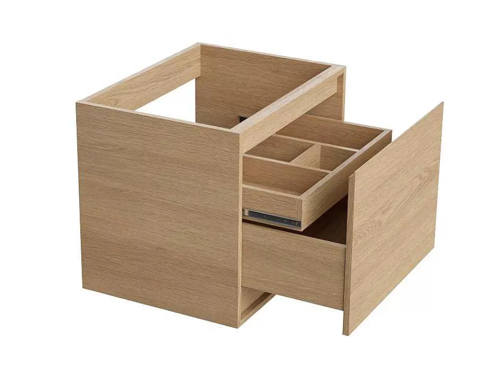 Móvel Lavatório Individual*Vente-unique Móvel Suspenso De Casa De Banho Com Lavatório De Pousar, Folha De Carvalho, 60 Cm - Mesliva