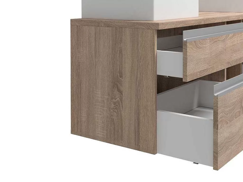Móvel Lavatório Duplo*Vente-unique Móvel Suspenso De Casa De Banho Com Lavatório Duplo Cor Natural Clara 150 Cm - Magdalena Ii