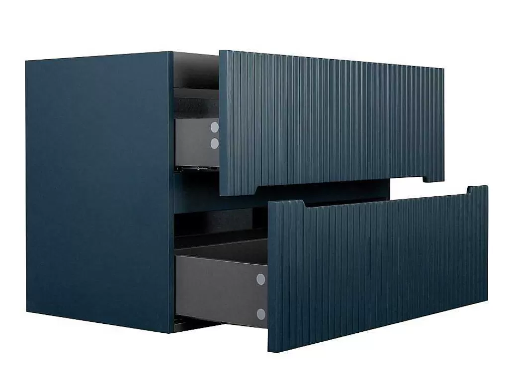 Móvel Lavatório Individual*Vente-unique Móvel Suspenso De Casa De Banho Com Lavatório Embutido Listra Azul 80 Cm - Pavani