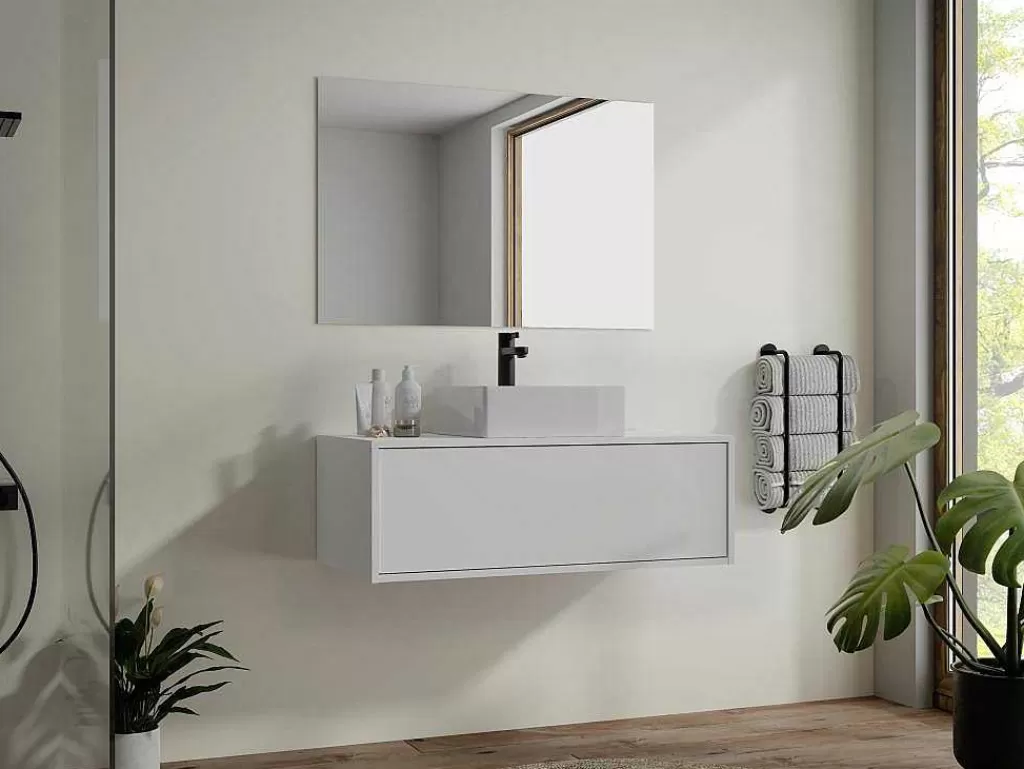 Promoções Casa De Banho & Bem-Estar*Vente-unique Móvel Suspenso De Casa De Banho Cor Branca 94 Cm - Teana Ii