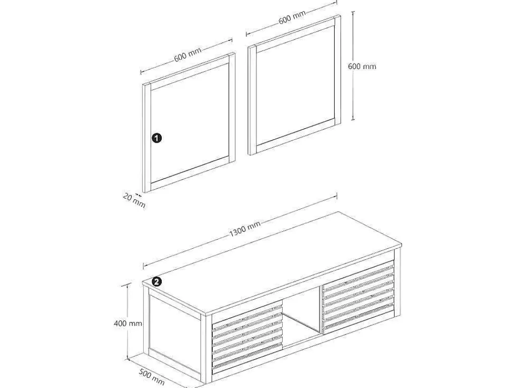 Móvel Lavatório Duplo*Vente-unique Móvel Suspenso De Casa De Banho Em Madeira De Acacia Com Lavatório Duplo E Espelhos De 130 Cm - Penebel