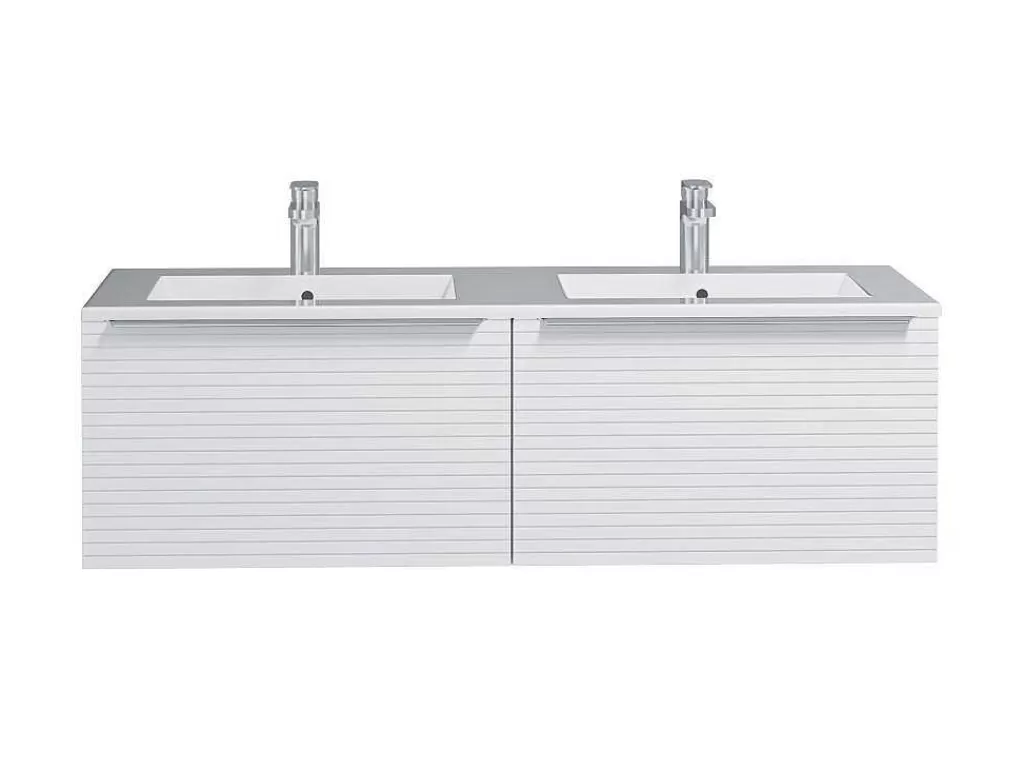 Móvel Lavatório Duplo*Vente-unique Móvel Suspenso De Casa De Banho Estriado Branco Com Lavatório Duplo De Encastrar 120 Cm - Latoma