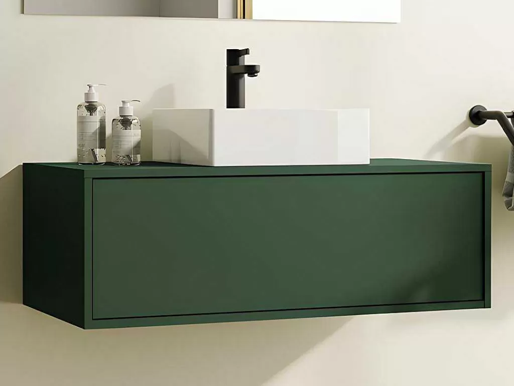 Móvel Lavatório Individual*Vente-unique Móvel Suspenso De Casa De Banho Verde Mate Com Lavatório Individual - Teana