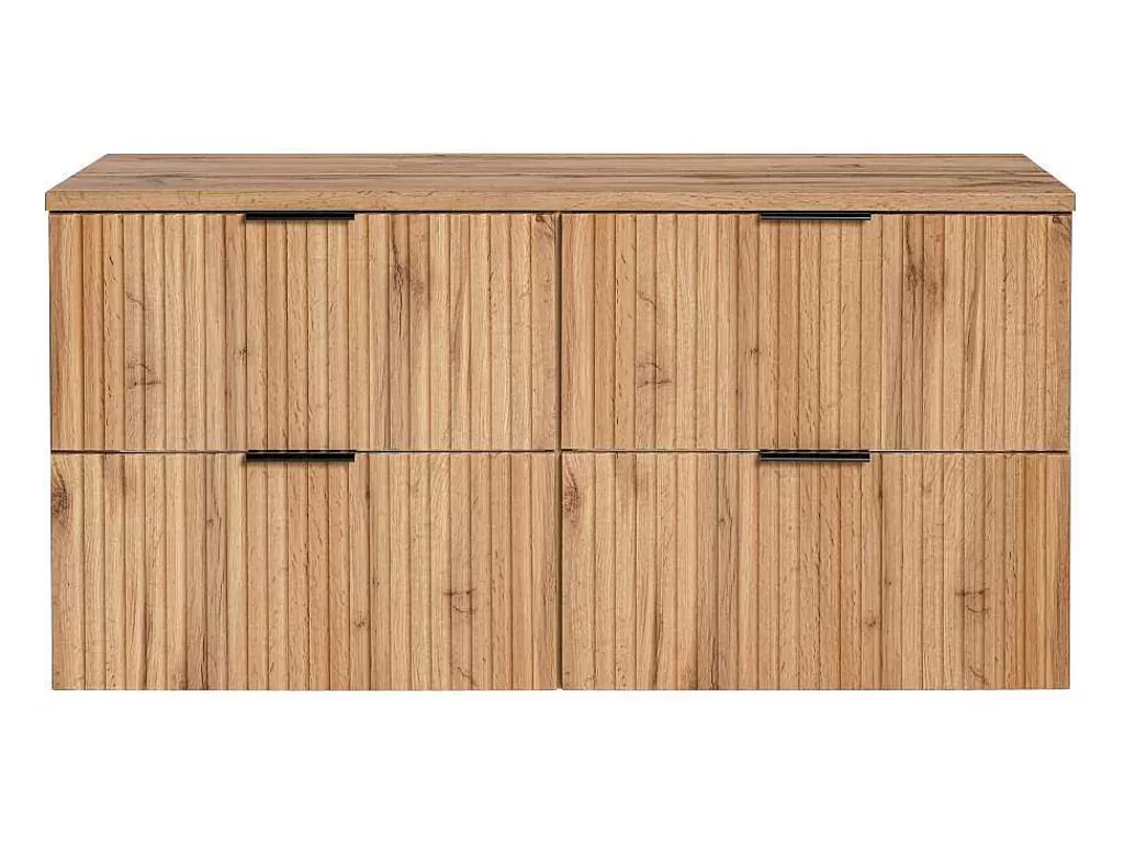 Móvel Para Lavatório*Vente-unique Móvel Suspenso Estriado Com Tampo Para Lavatório Natural Claro C120 Cm - Zevara