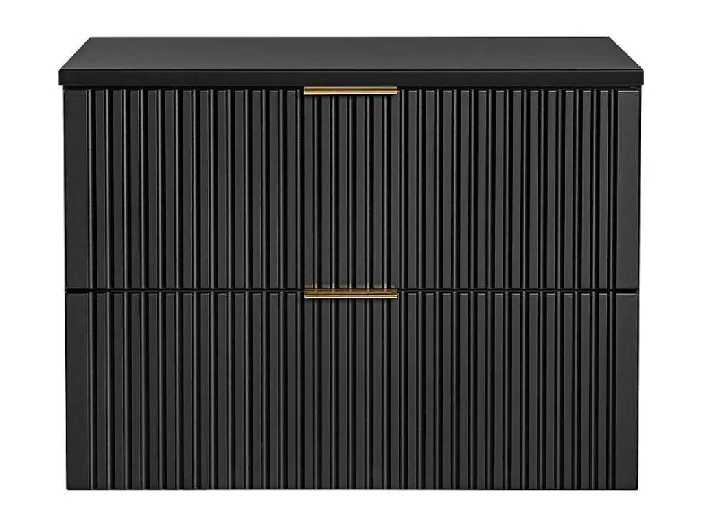Promoções Casa De Banho & Bem-Estar*Vente-unique Móvel Suspenso Estriado Com Tampo Para Lavatório Preto C80 Cm - Zevara