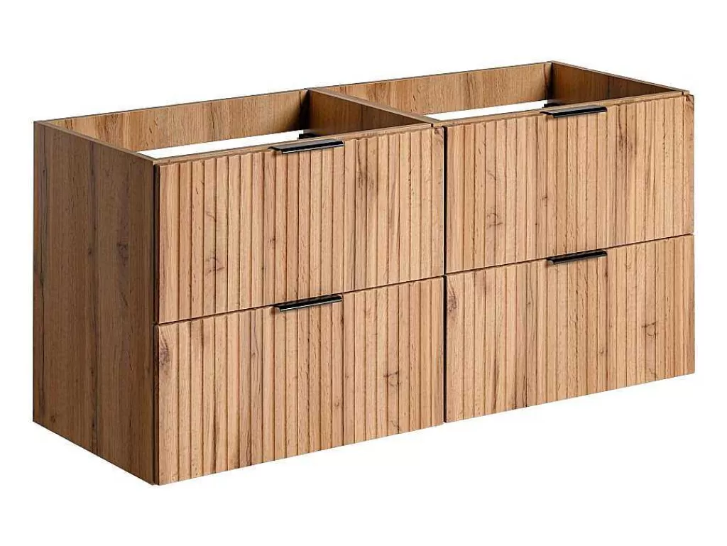 Móvel Para Lavatório*Vente-unique Móvel Suspenso Estriado Para Lavatório Natural Claro C120 Cm - Zevara