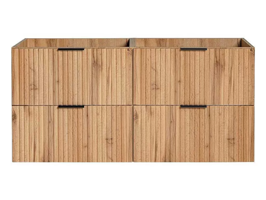 Móvel Para Lavatório*Vente-unique Móvel Suspenso Estriado Para Lavatório Natural Claro C120 Cm - Zevara