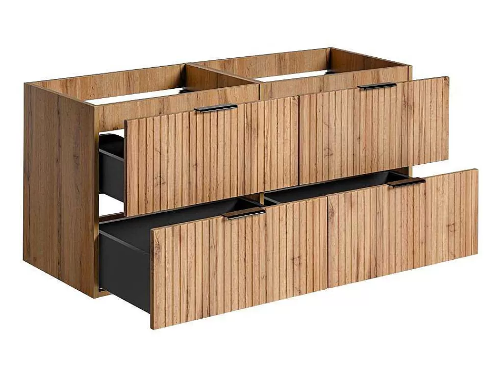 Móvel Para Lavatório*Vente-unique Móvel Suspenso Estriado Para Lavatório Natural Claro C120 Cm - Zevara
