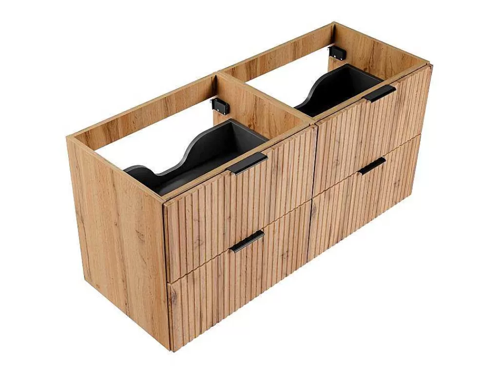 Móvel Para Lavatório*Vente-unique Móvel Suspenso Estriado Para Lavatório Natural Claro C120 Cm - Zevara