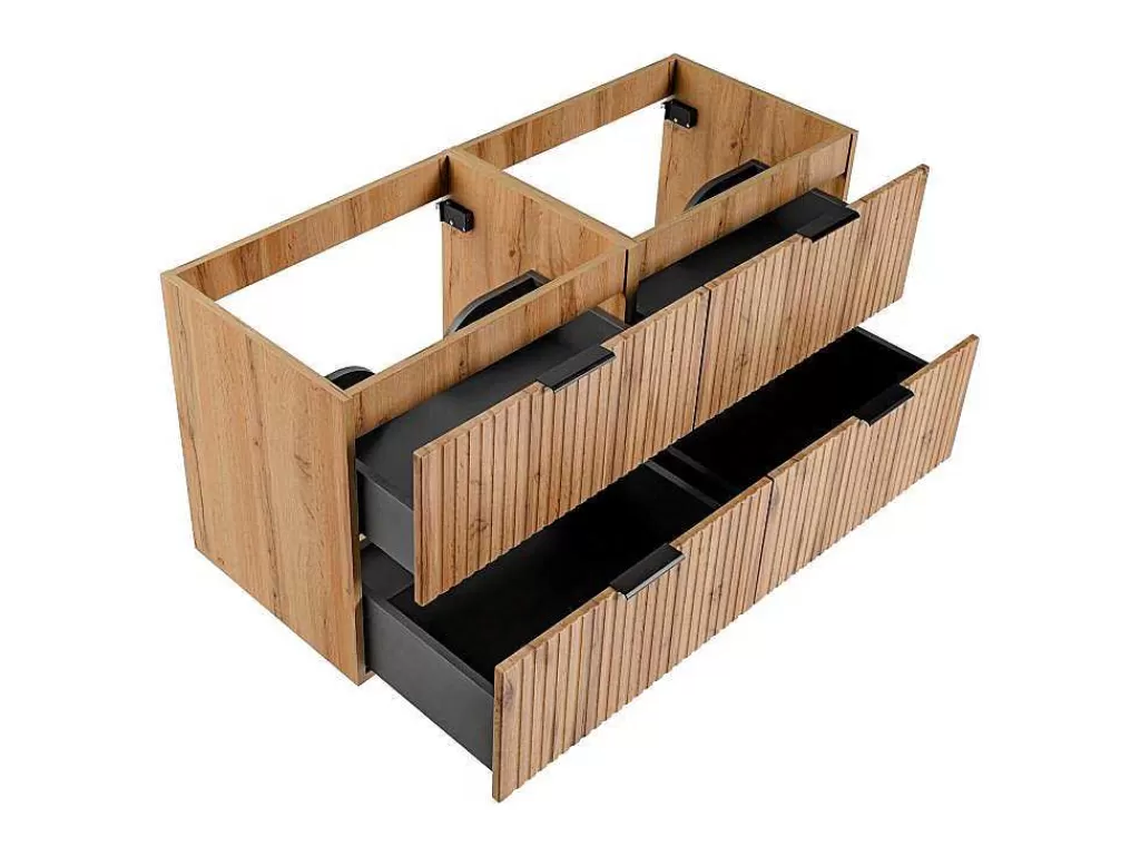 Móvel Para Lavatório*Vente-unique Móvel Suspenso Estriado Para Lavatório Natural Claro C120 Cm - Zevara