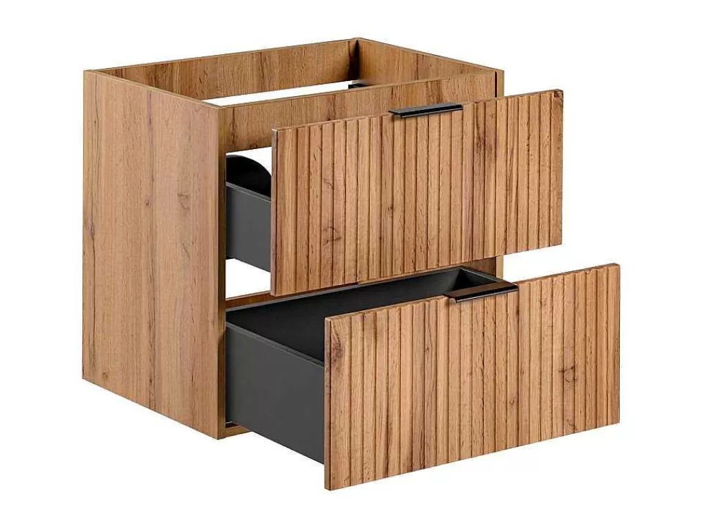 Móvel Para Lavatório*Vente-unique Móvel Suspenso Estriado Para Lavatório Natural Claro C60 Cm - Zevara