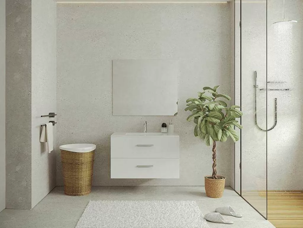Móvel Lavatório Individual*Vente-unique Móvel Suspenso Para Casa De Banho Com Lavatório Individual Branco 80 Cm - Kayla