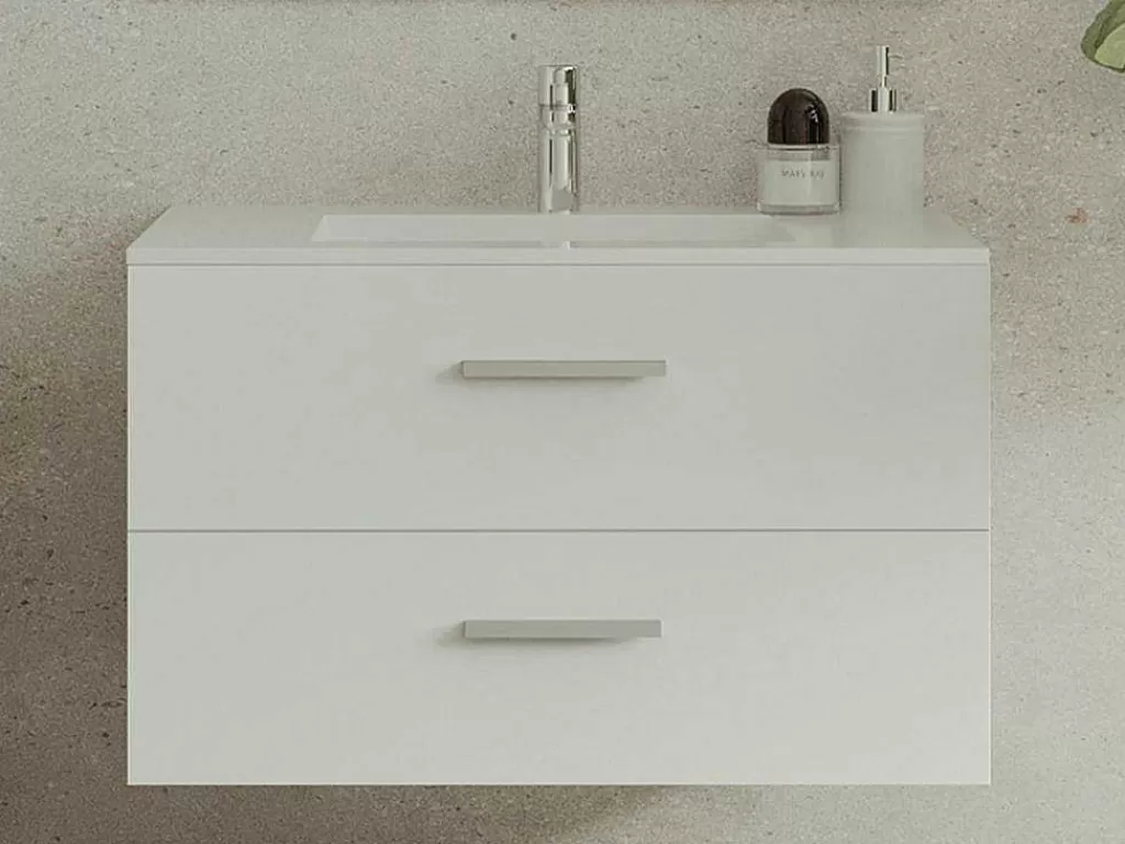 Móvel Lavatório Individual*Vente-unique Móvel Suspenso Para Casa De Banho Com Lavatório Individual Branco 80 Cm - Kayla