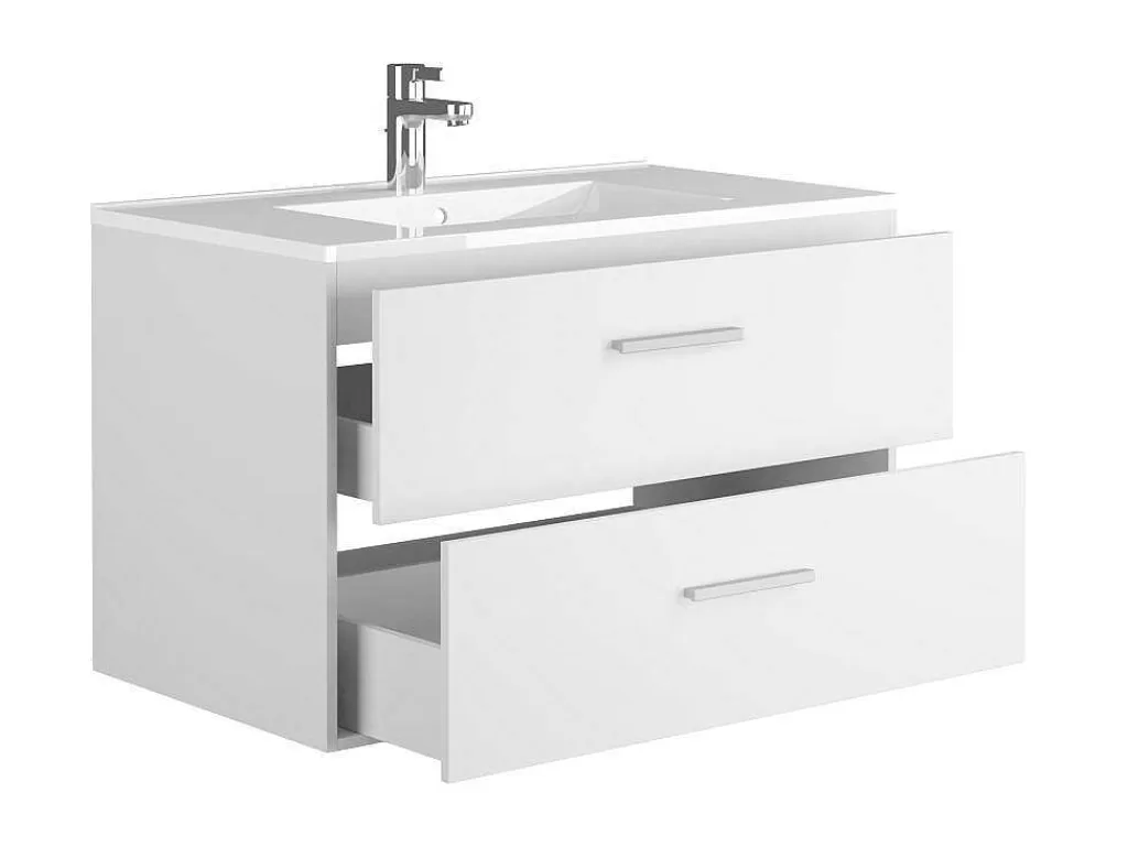 Móvel Lavatório Individual*Vente-unique Móvel Suspenso Para Casa De Banho Com Lavatório Individual Branco 80 Cm - Kayla