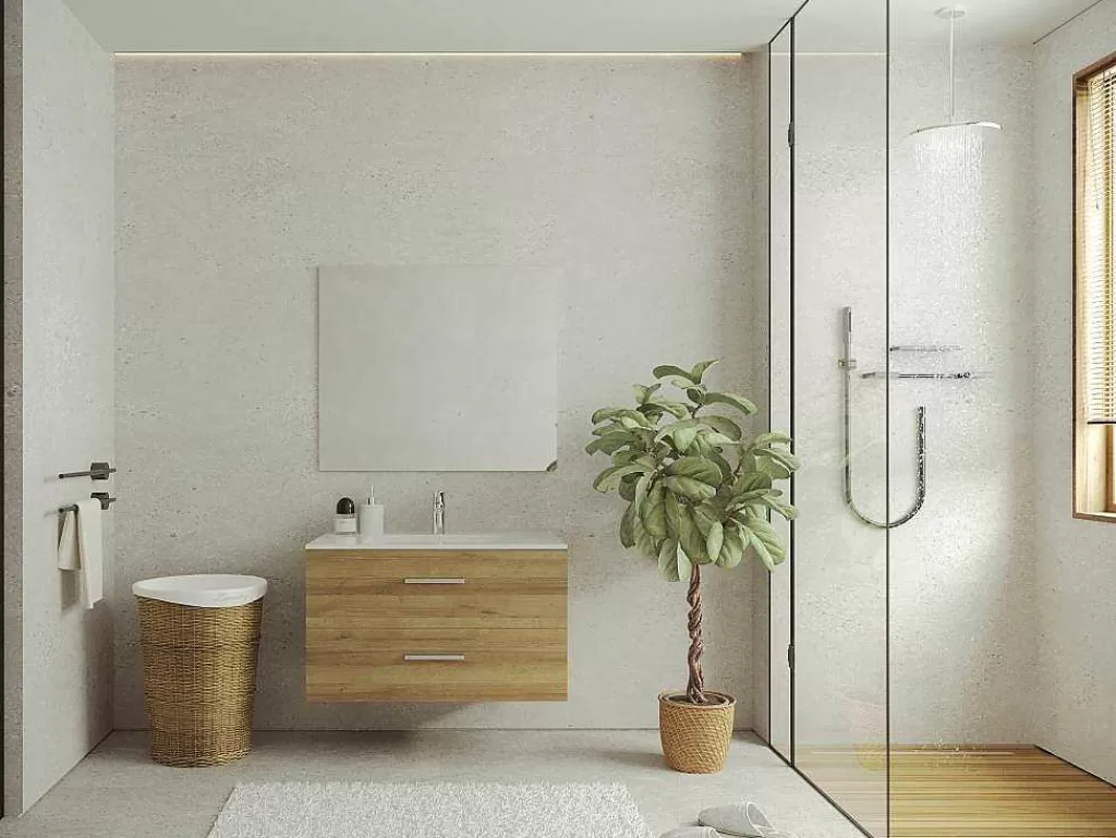Móvel Para Lavatório*Vente-unique Móvel Suspenso Para Colocar Sob O Lavatório Cor Natural Clara 80 Cm - Kayla