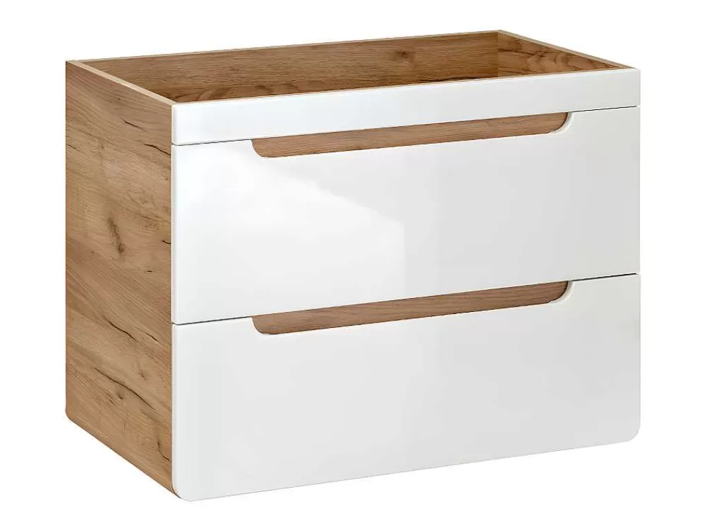 Móvel Para Lavatório*Vente-unique Móvel Suspenso Para Colocar Sob O Lavatório Cor Natural E Branca 80 Cm - Aruba