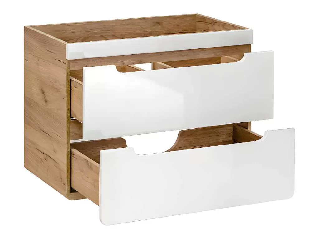 Móvel Para Lavatório*Vente-unique Móvel Suspenso Para Colocar Sob O Lavatório Cor Natural E Branca 80 Cm - Aruba