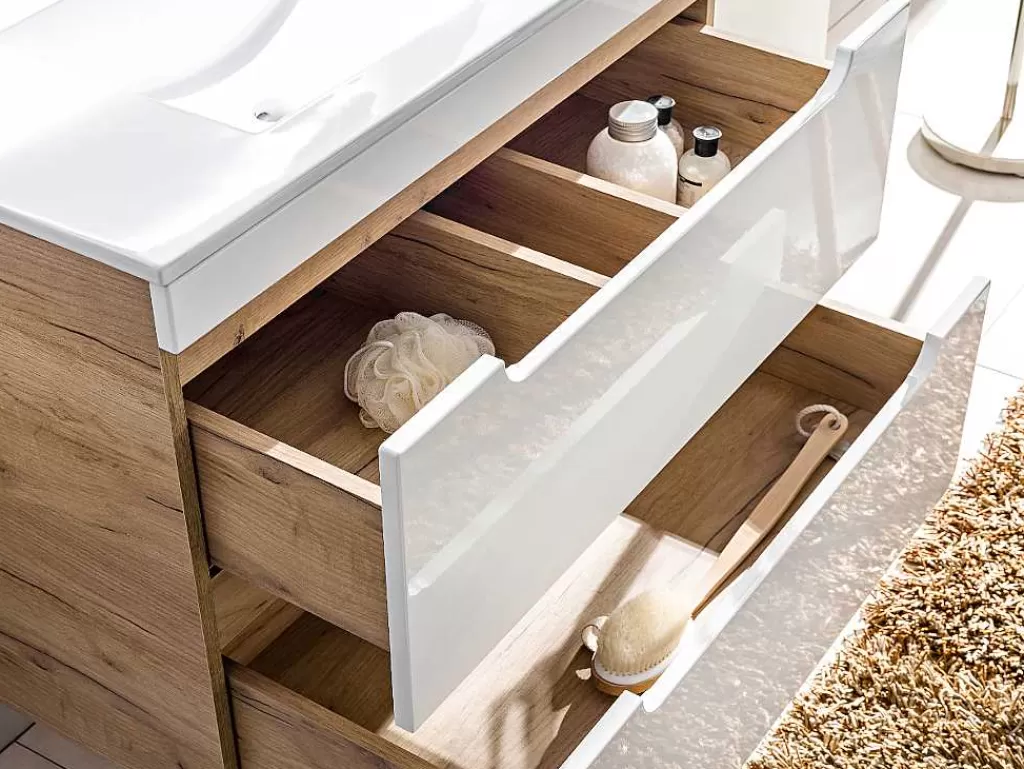 Móvel Para Lavatório*Vente-unique Móvel Suspenso Para Colocar Sob O Lavatório Cor Natural E Branca 80 Cm - Aruba