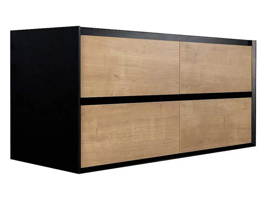 Móvel Para Lavatório*Vente-unique Móvel Suspenso Para Colocar Sob O Lavatório Cor Natural E Preto 120 Cm - Lannick