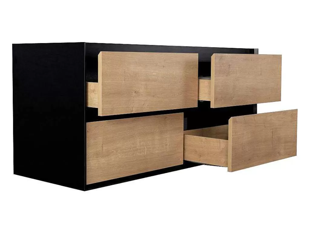 Móvel Para Lavatório*Vente-unique Móvel Suspenso Para Colocar Sob O Lavatório Cor Natural E Preto 120 Cm - Lannick