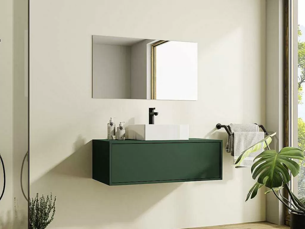 Móvel Para Lavatório*Vente-unique Móvel Suspenso Para Colocar Sob O Lavatório Cor Verde Fosco 94 Cm - Teana Ii