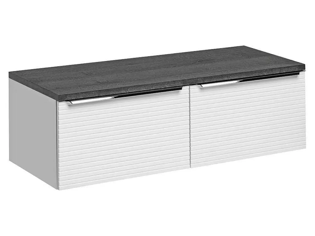 Móvel Para Lavatório*Vente-unique Móvel Suspenso Para Colocar Sob O Lavatório Estriado Branco Com Tampo 120 Cm - Latoma