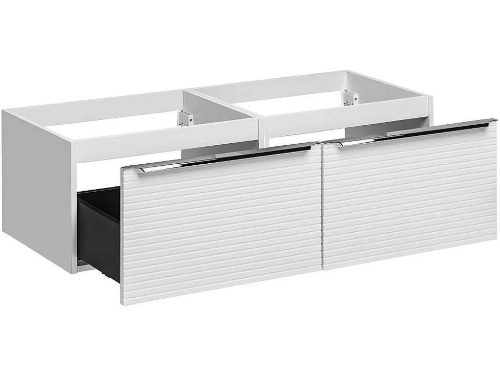 Móvel Para Lavatório*Vente-unique Móvel Suspenso Para Colocar Sob O Lavatório Estriado Branco Com Tampo 120 Cm - Latoma