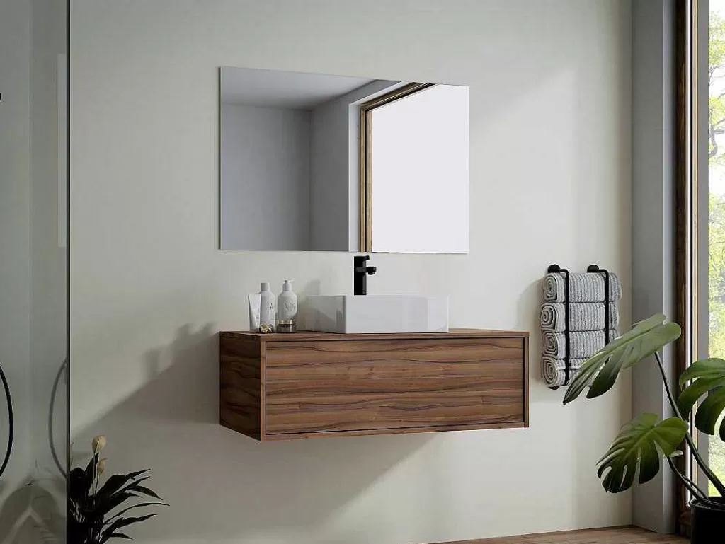 Móvel Para Lavatório*Vente-unique Móvel Suspenso Para Lavatório Cor Natural Escura 94 Cm - Teana Ii