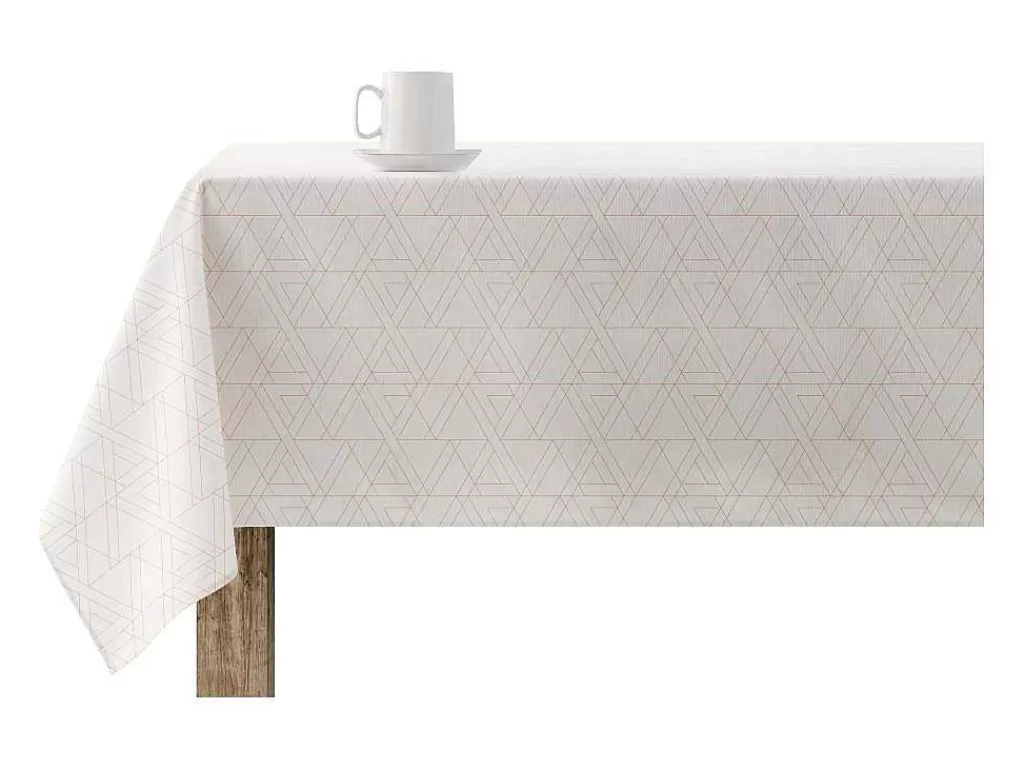 Têxteis De Mesa*Purline Nappe Anti-Taches 100% Coton 1 Piece Beige A Lignes Fondues 250X140