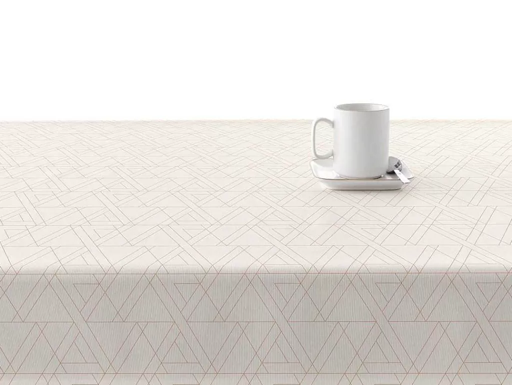Têxteis De Mesa*Purline Nappe Anti-Taches 100% Coton 1 Piece Beige A Lignes Fondues 250X140