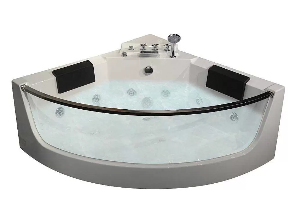 Banheira De Hidromassagem*Shower & Design [Old Version]Banheira De Hidromassagem De Canto Em Vidro Evelina - 2 Lugares - 330 L - 138*138*A63 Cm