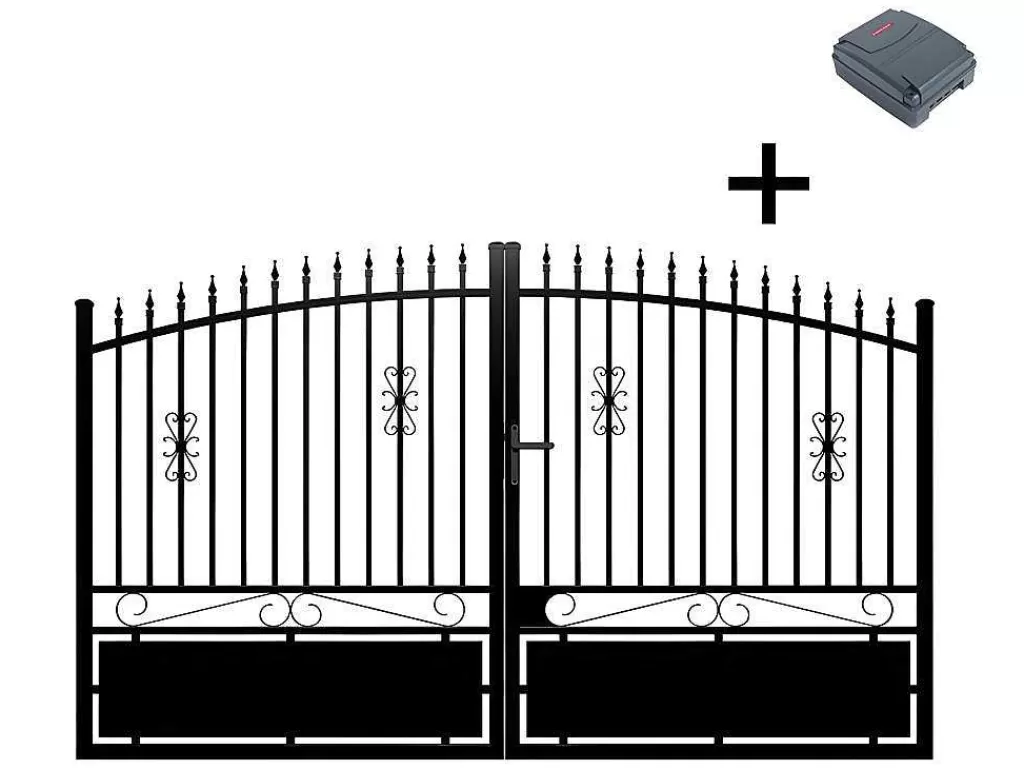 Porta E Portão*EXPERTLAND Pack Portão De Batente Antracite Em Aluminio De C350 X A160/180 Cm + Motor Rive - Nerbis