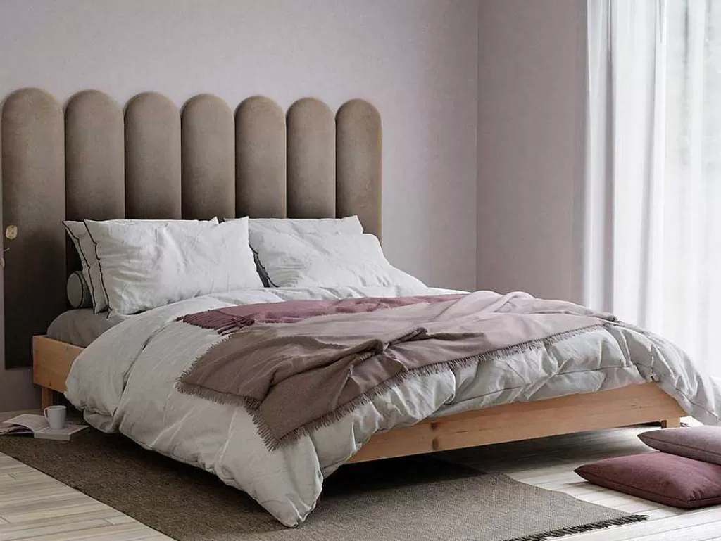 Cabeceira E Ponte De Cama*PASCAL MORABITO Paineis De Parede Cabeceira De Cama De 210 Cm Em Veludo Cor Bege - Japi