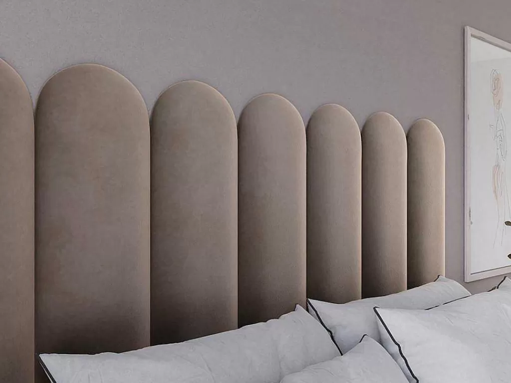 Cabeceira E Ponte De Cama*PASCAL MORABITO Paineis De Parede Cabeceira De Cama De 210 Cm Em Veludo Cor Bege - Japi
