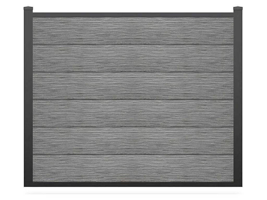 Canico E Cerca*EXPERTLAND Paineis De Vedacao Para Enterrar A156 Cm, Kit De 6 Laminas Em Composito + 2 Postes Cinzento-Claro - Enola