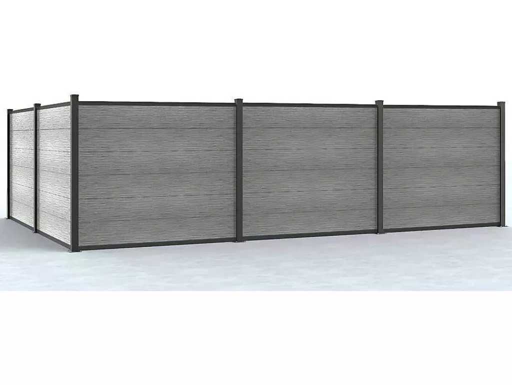Canico E Cerca*EXPERTLAND Paineis De Vedacao Para Pousar A156 Cm, Kit De 6 Laminas Em Composito + 1 Poste Cinzento-Claro - Enola