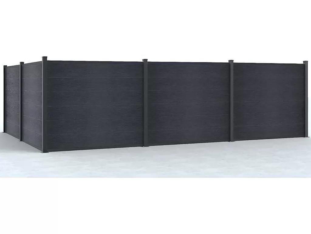 Canico E Cerca*EXPERTLAND Paineis De Vedacao Para Pousar A156 Cm, Kit De 6 Laminas Em Composito + 2 Postes Antracite - Enola